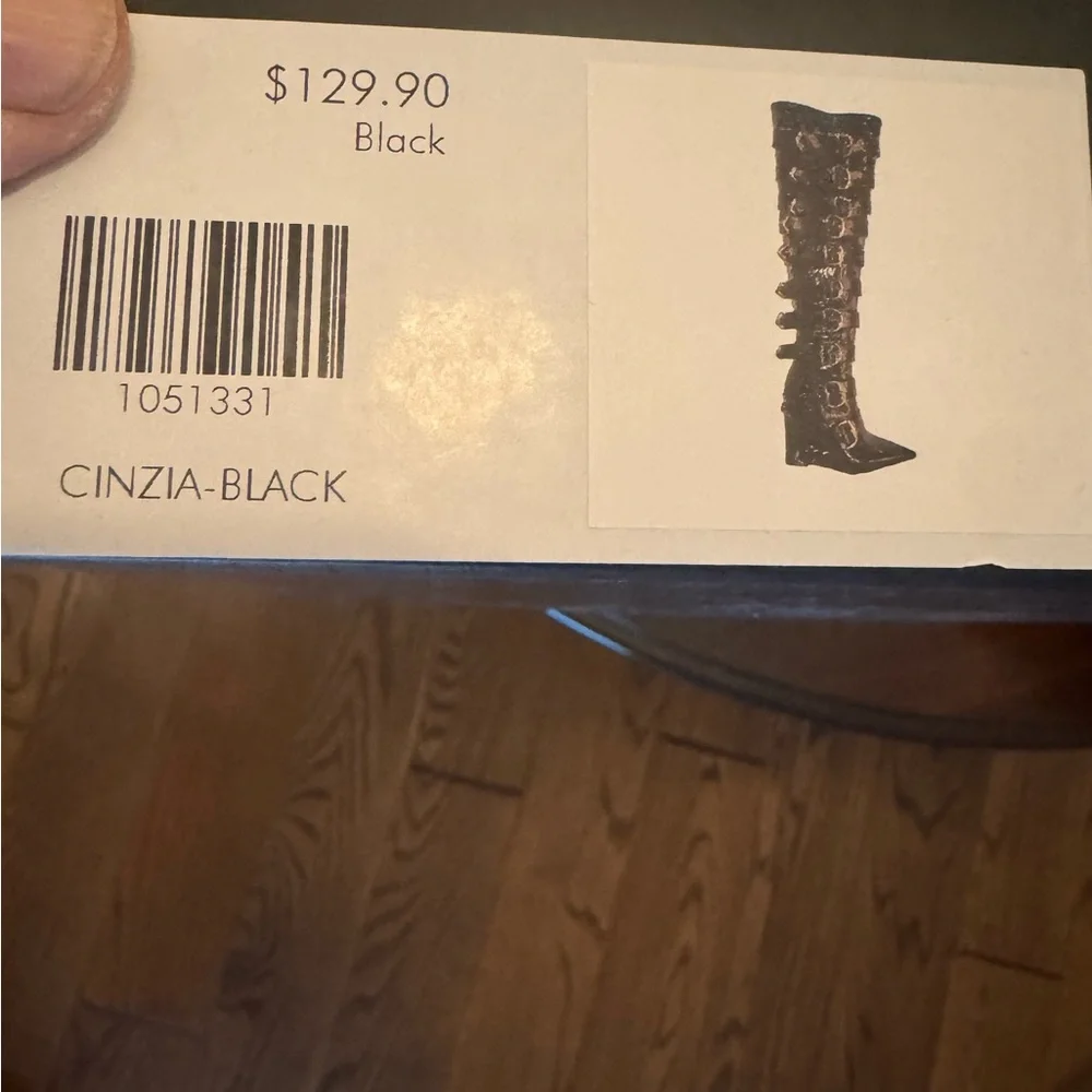 Black Croc Embossed Buckle Knee High Boots – CINZIA Goth Festival